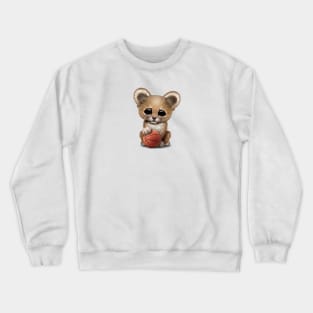 Lion Cub Playing With Basketball Crewneck Sweatshirt